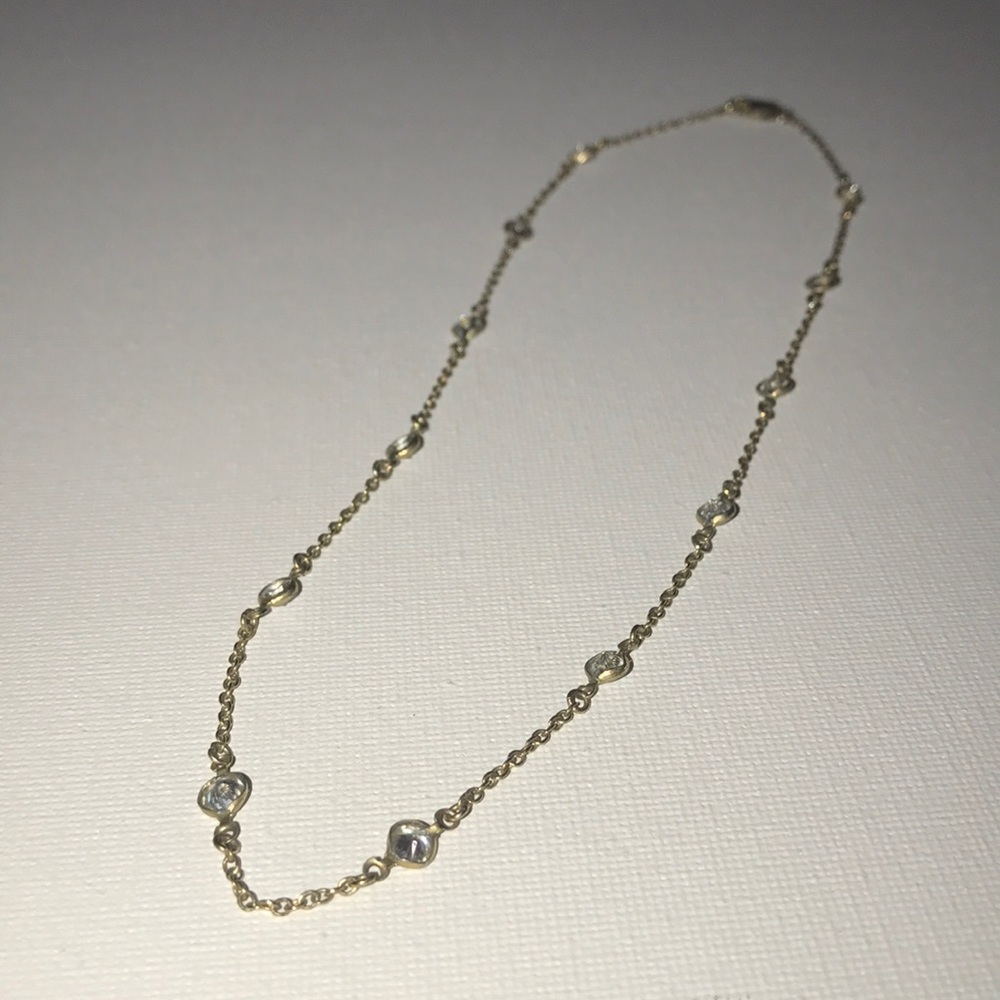 Gold Necklace with Rhinestones